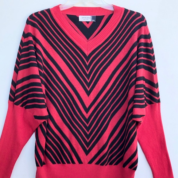 Jon & Anna Red Chevron Striped Dolman Sweater 2X - Picture 2 of 7